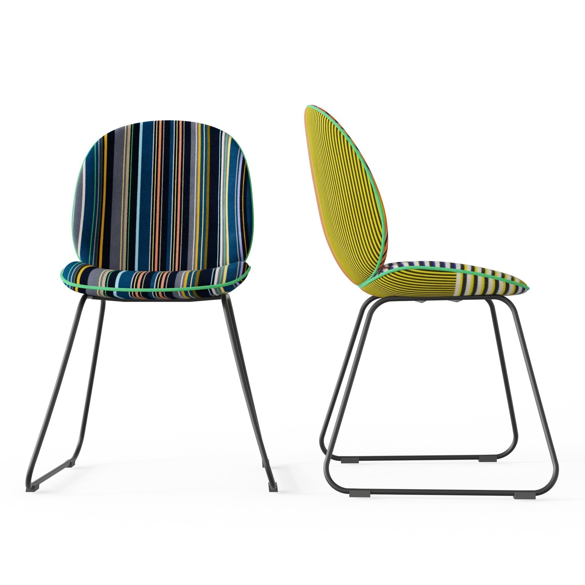 Dinette table with glass top Low-poly 3D model_2