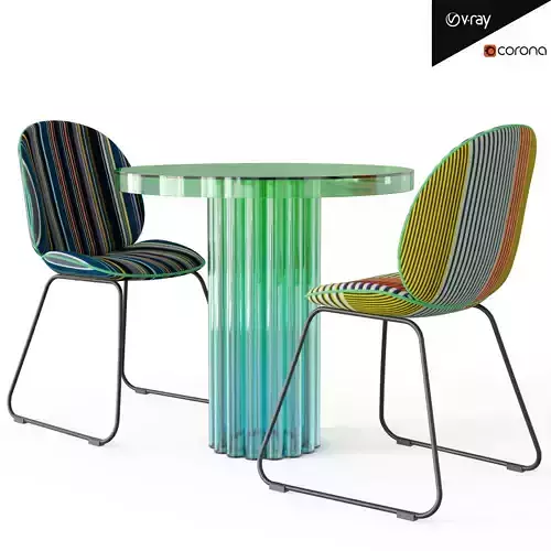 Dinette table with glass top Low-poly 3D model