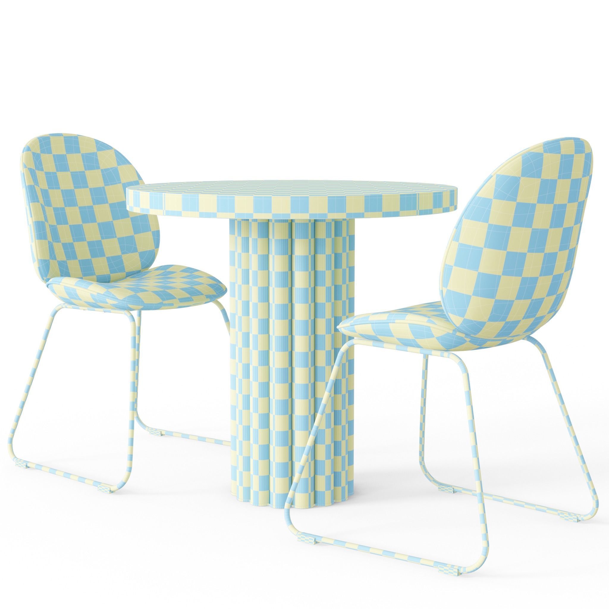 Dinette table with glass top Low-poly 3D model_4