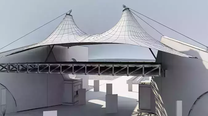 Tensile fabric canopy shading  structure 3dmodel 3D model