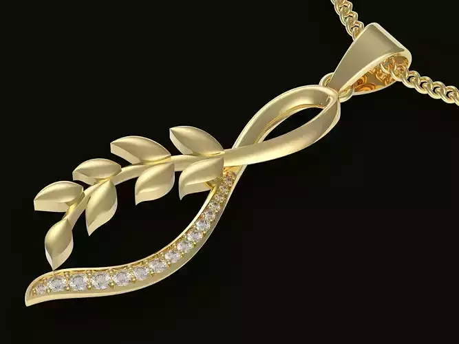 LEAVES PENDANT SILVER GOLD PRINTABLE JEWELRY 3D MODEL