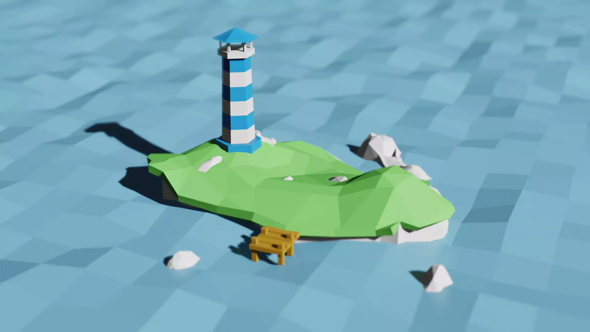 Lighthouse island with Low-poly 3D model_0