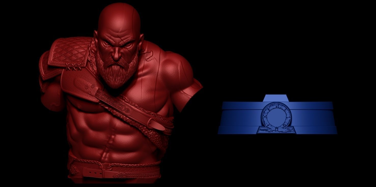 Fan Art Kratos - God of War - BUST 3D print model_1
