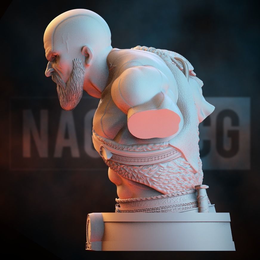 Fan Art Kratos - God of War - BUST 3D print model_4