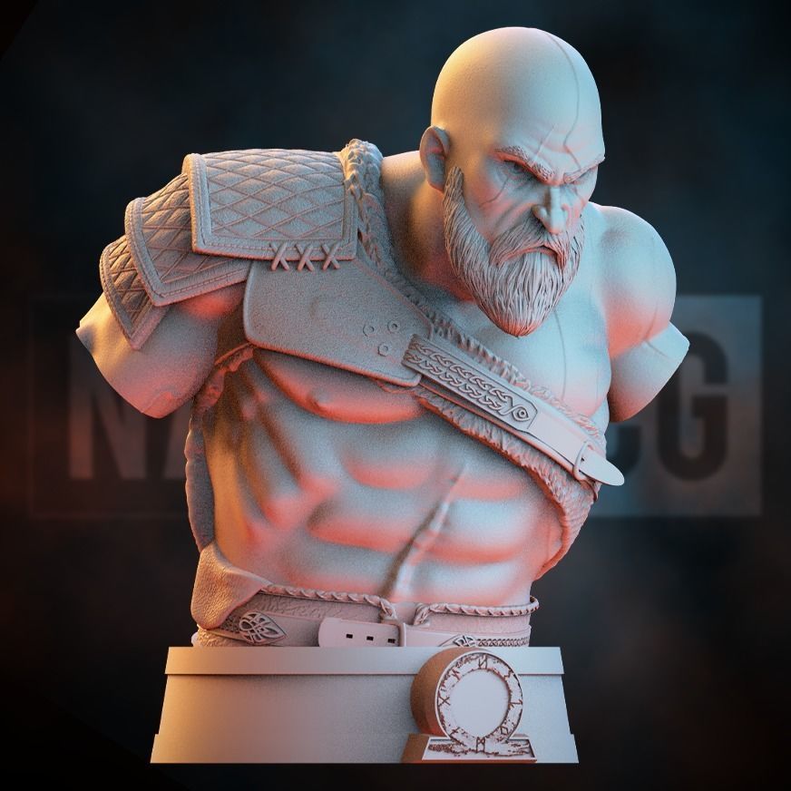 Fan Art Kratos - God of War - BUST 3D print model_9