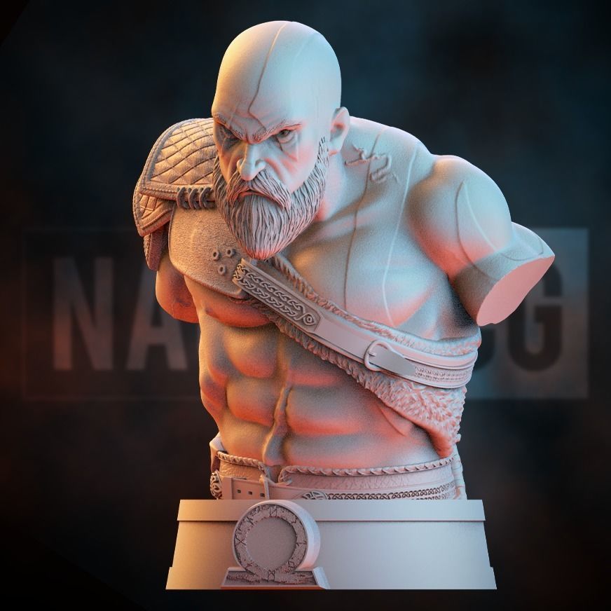 Fan Art Kratos - God of War - BUST 3D print model_3