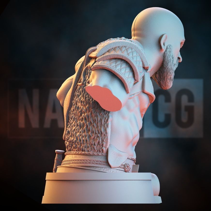 Fan Art Kratos - God of War - BUST 3D print model_7
