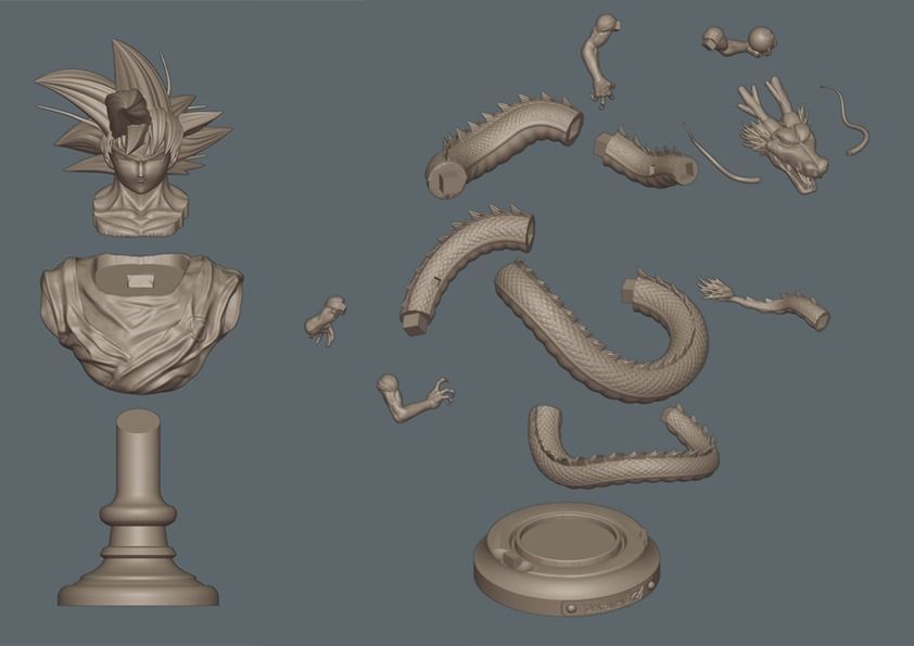 Dragonball Son Goku bust - STL 3d printing file 3D print model_30