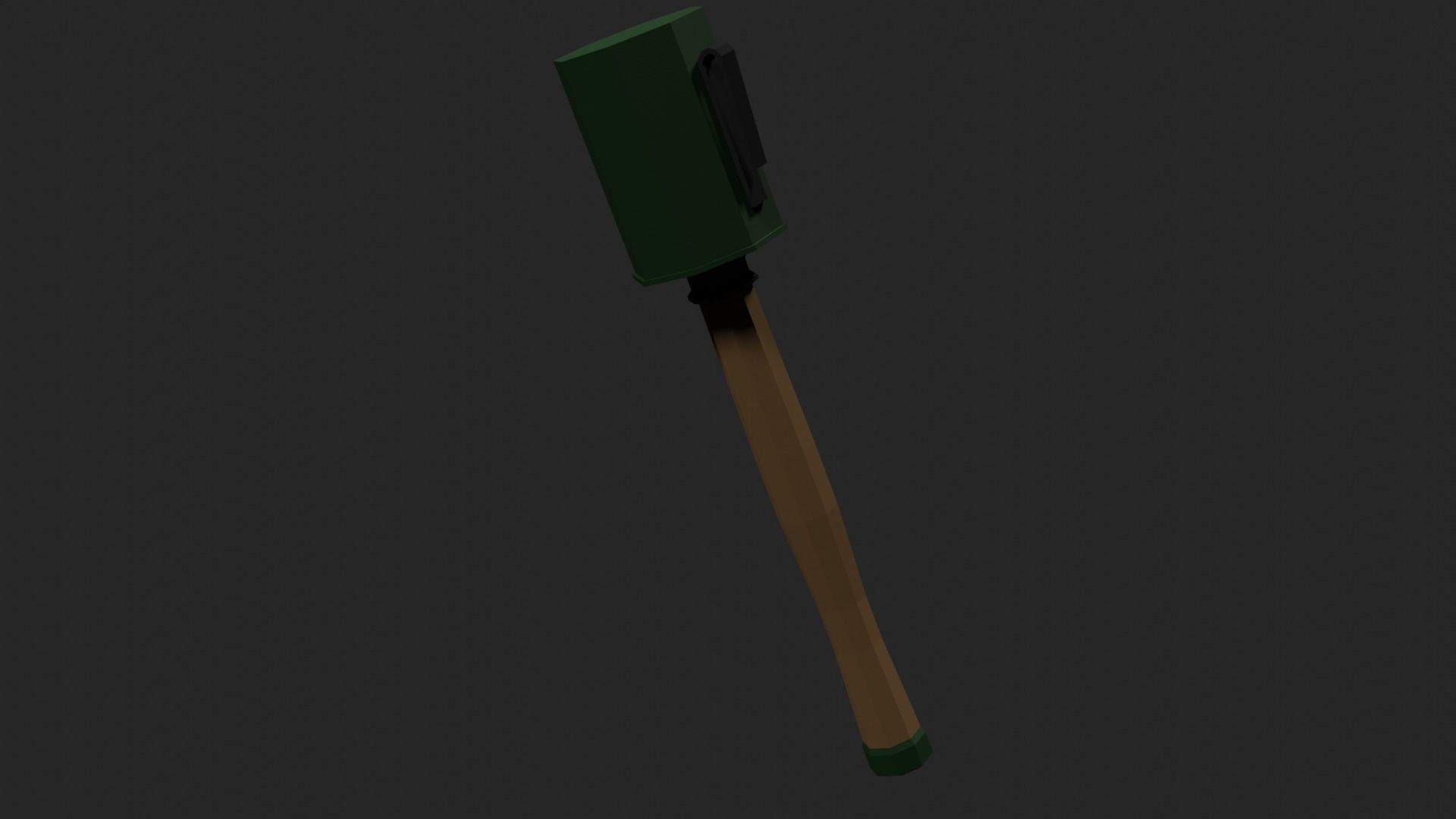 Lowpoly German Stickgrenade Low-poly 3D model_29