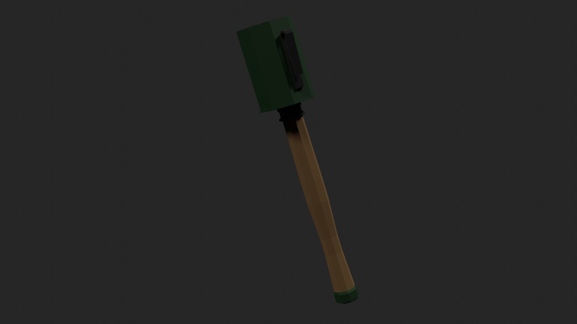 Lowpoly German Stickgrenade Low-poly 3D model_5