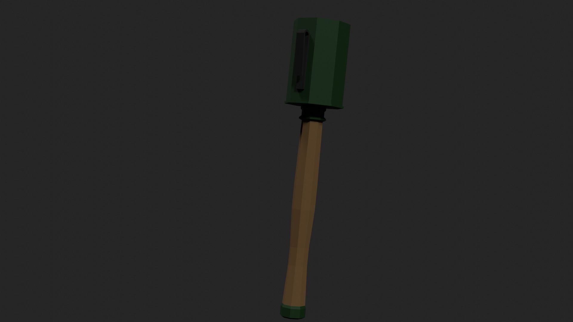 Lowpoly German Stickgrenade Low-poly 3D model_9