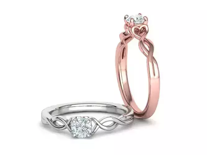 Solitaire Engagement Ring Heart design ring 3dmodel 3D print model