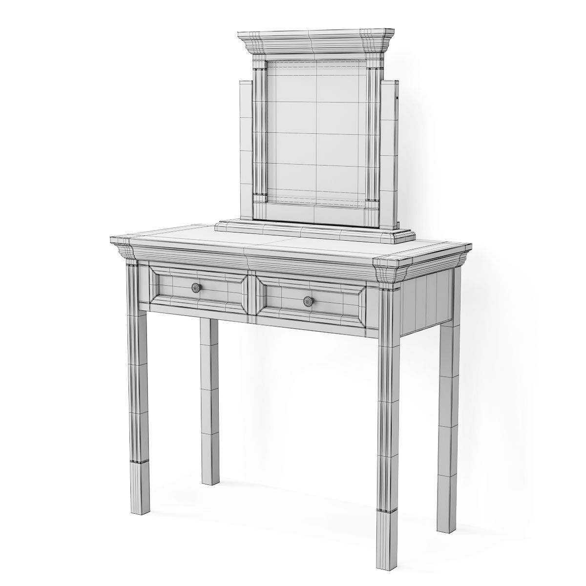 Dressing Table with Tabletop Vanity Mirror Melody Maison 3D model_5