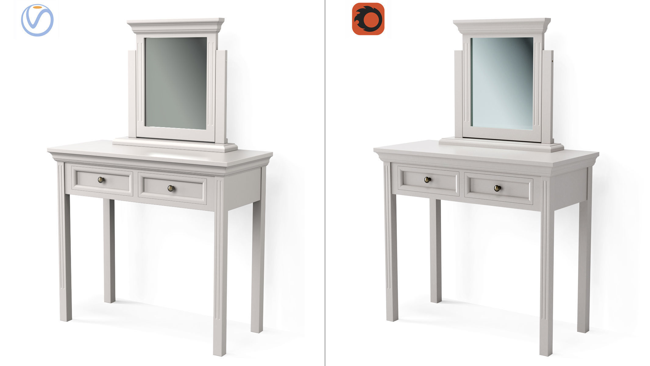 Dressing Table with Tabletop Vanity Mirror Melody Maison 3D model_6
