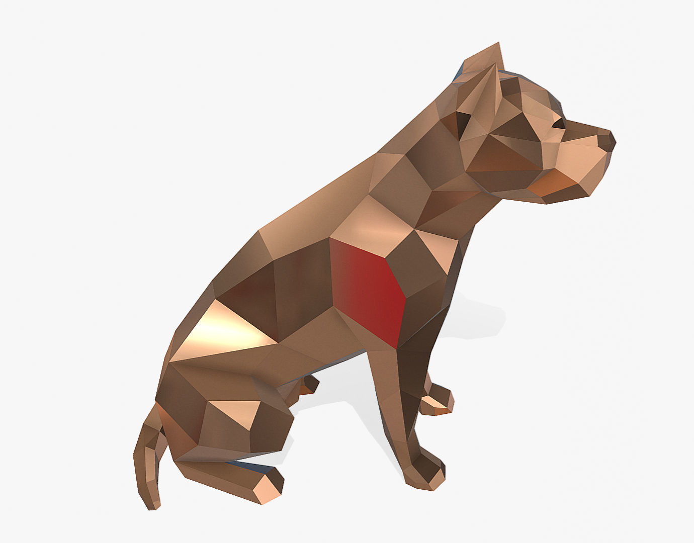 pit bull low poly 3D print model_4