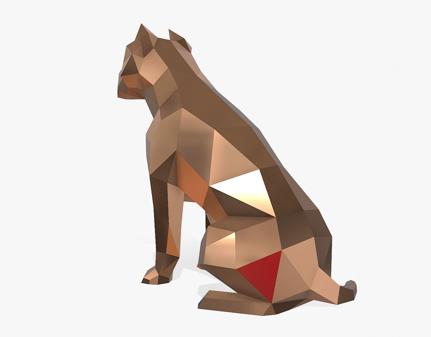 pit bull low poly 3D print model_2