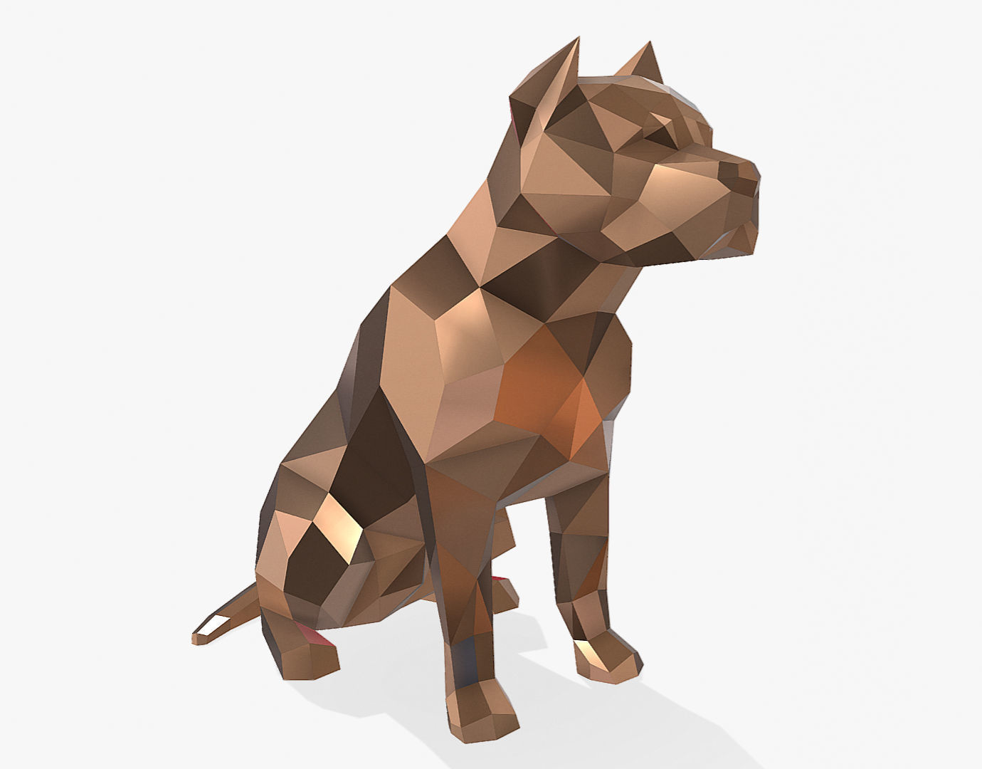 pit bull low poly 3D print model_5