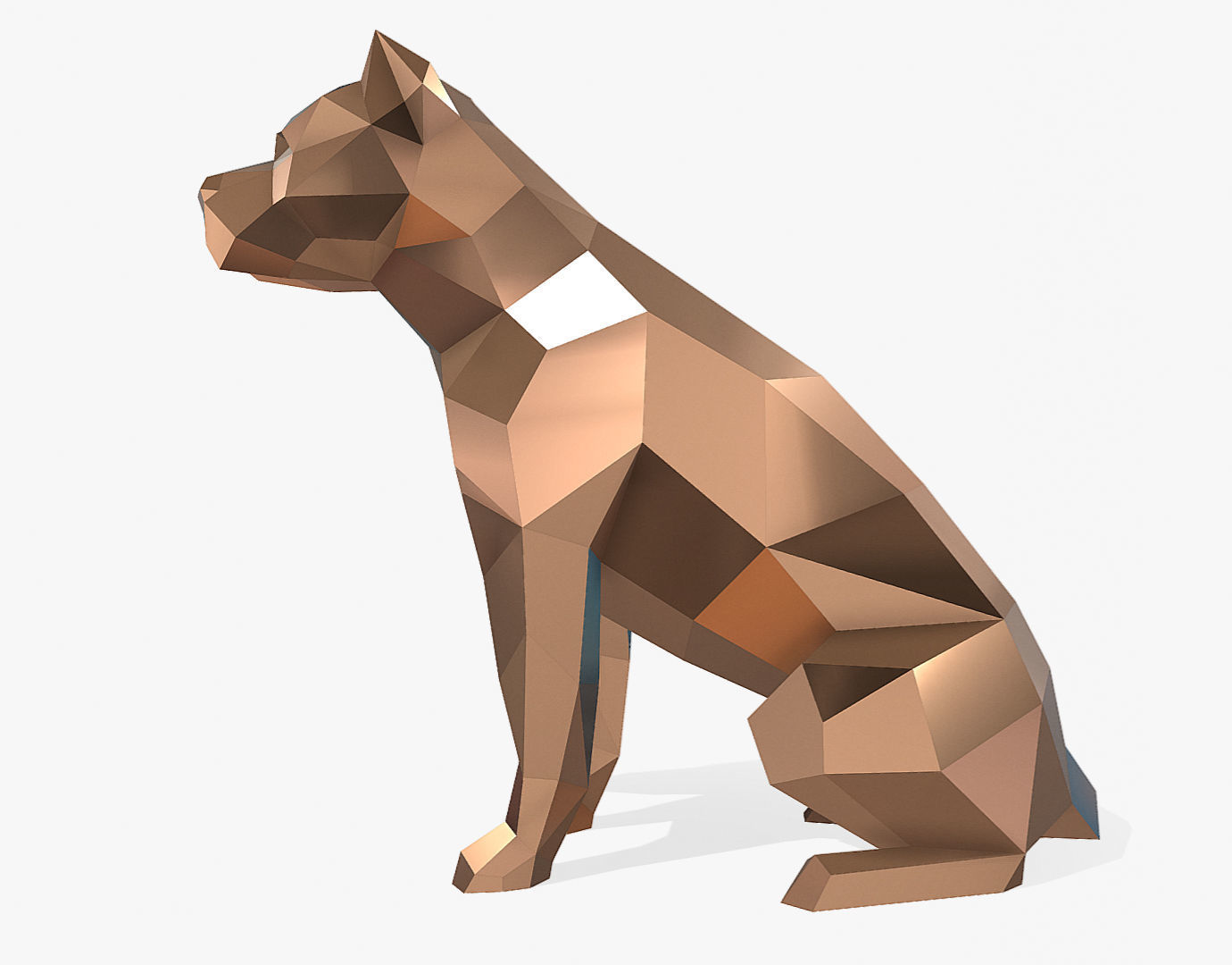 pit bull low poly 3D print model_1
