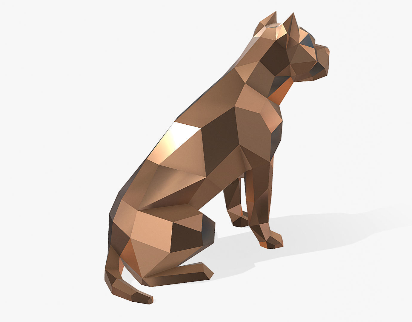 pit bull low poly 3D print model_3