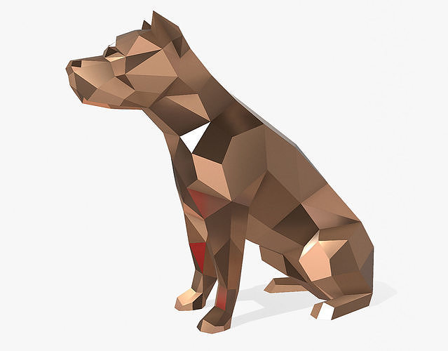 pit bull low poly 3D print model
