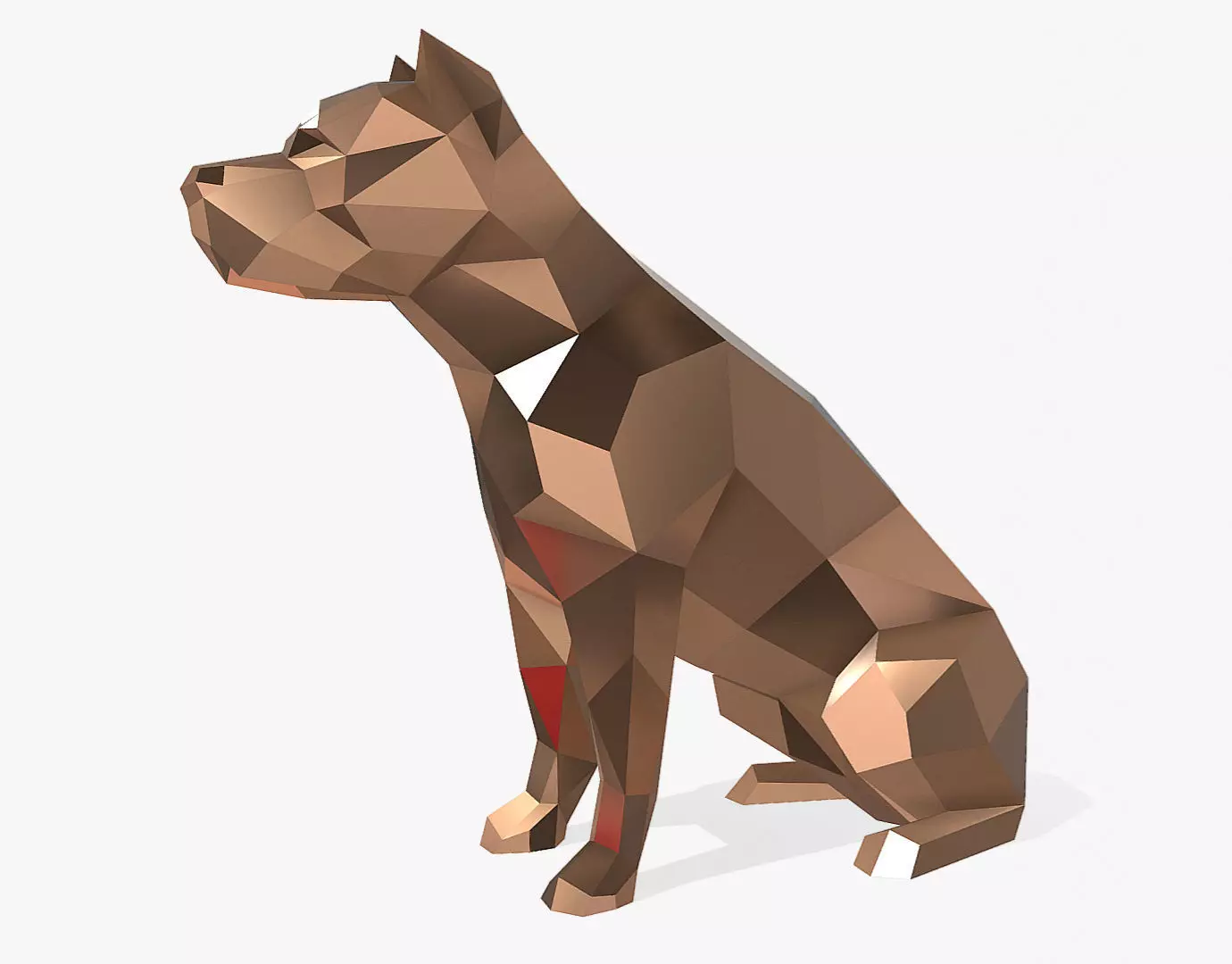 pit bull low poly 3D print model_0