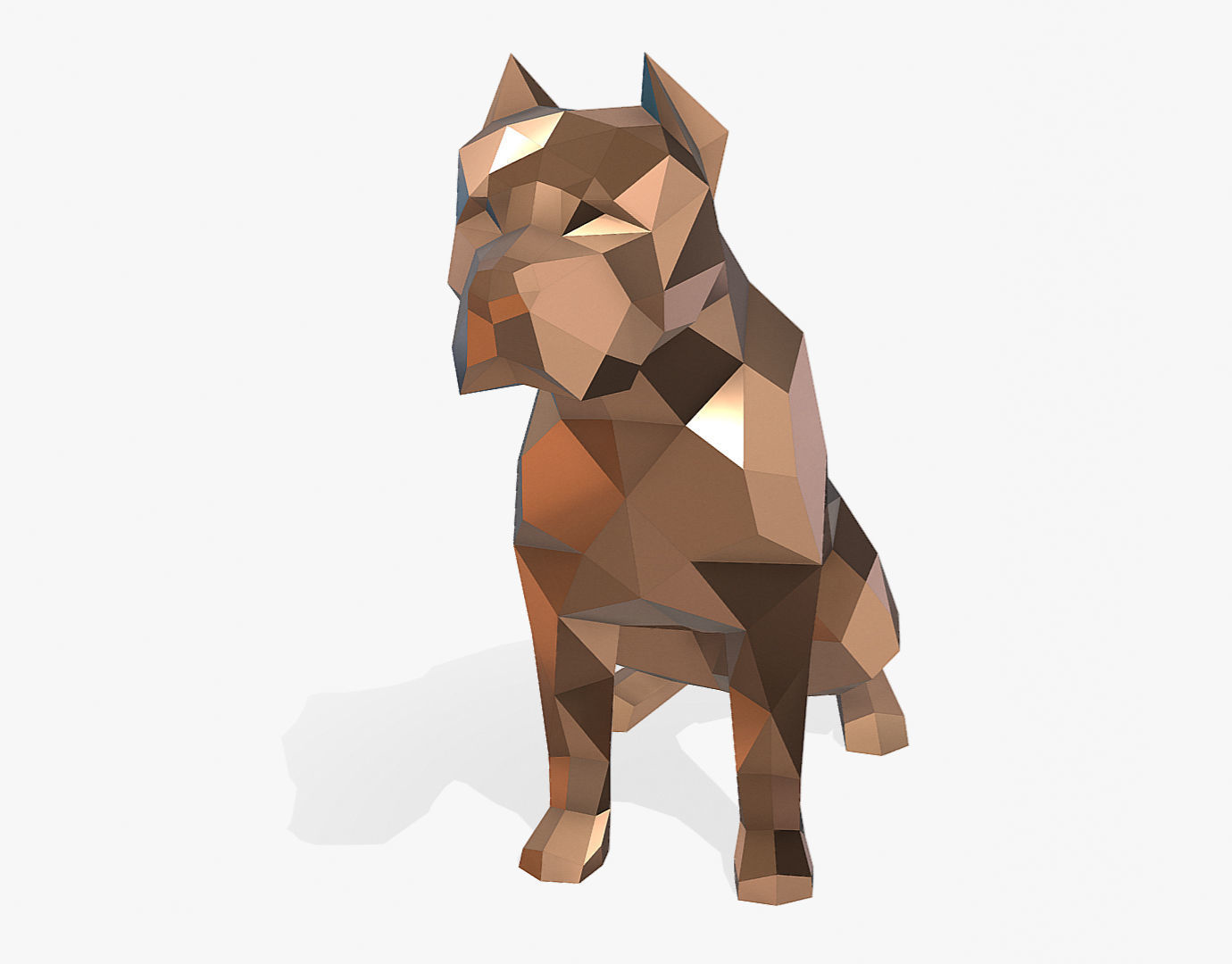 pit bull low poly 3D print model_6