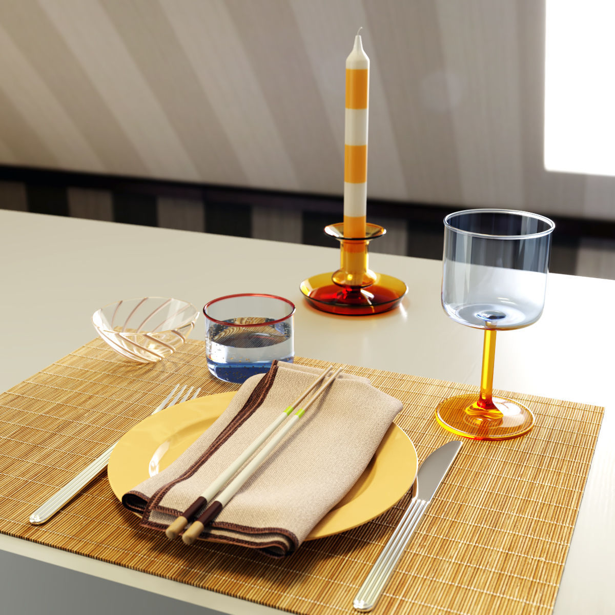 HAY Bamboo place mat Set 3D model_3