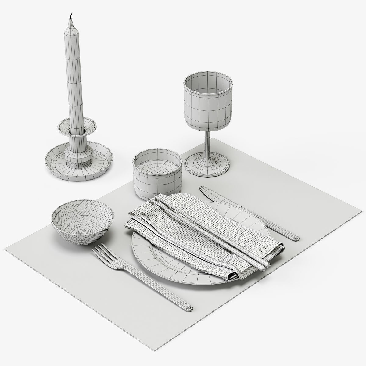HAY Bamboo place mat Set 3D model_5