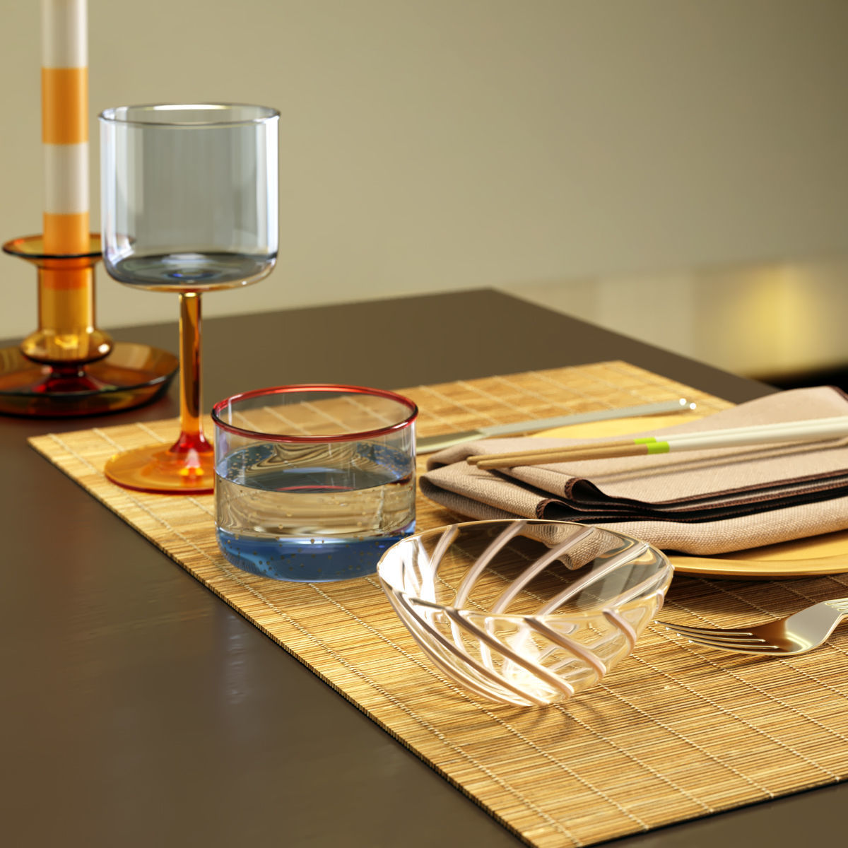 HAY Bamboo place mat Set 3D model_2