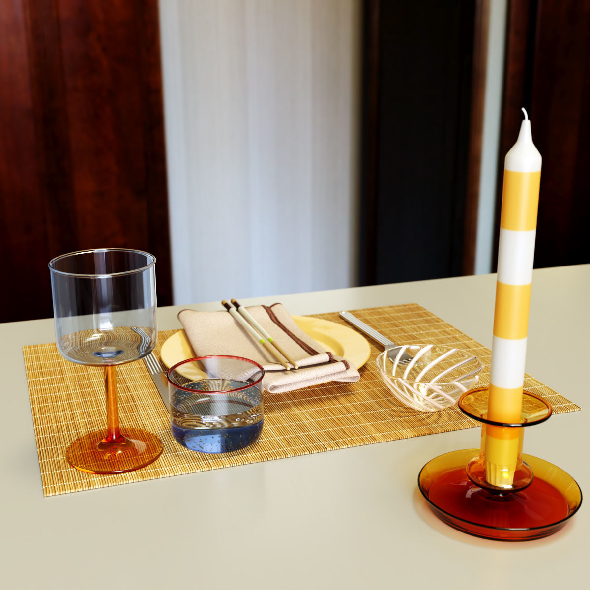HAY Bamboo place mat Set 3D model_4