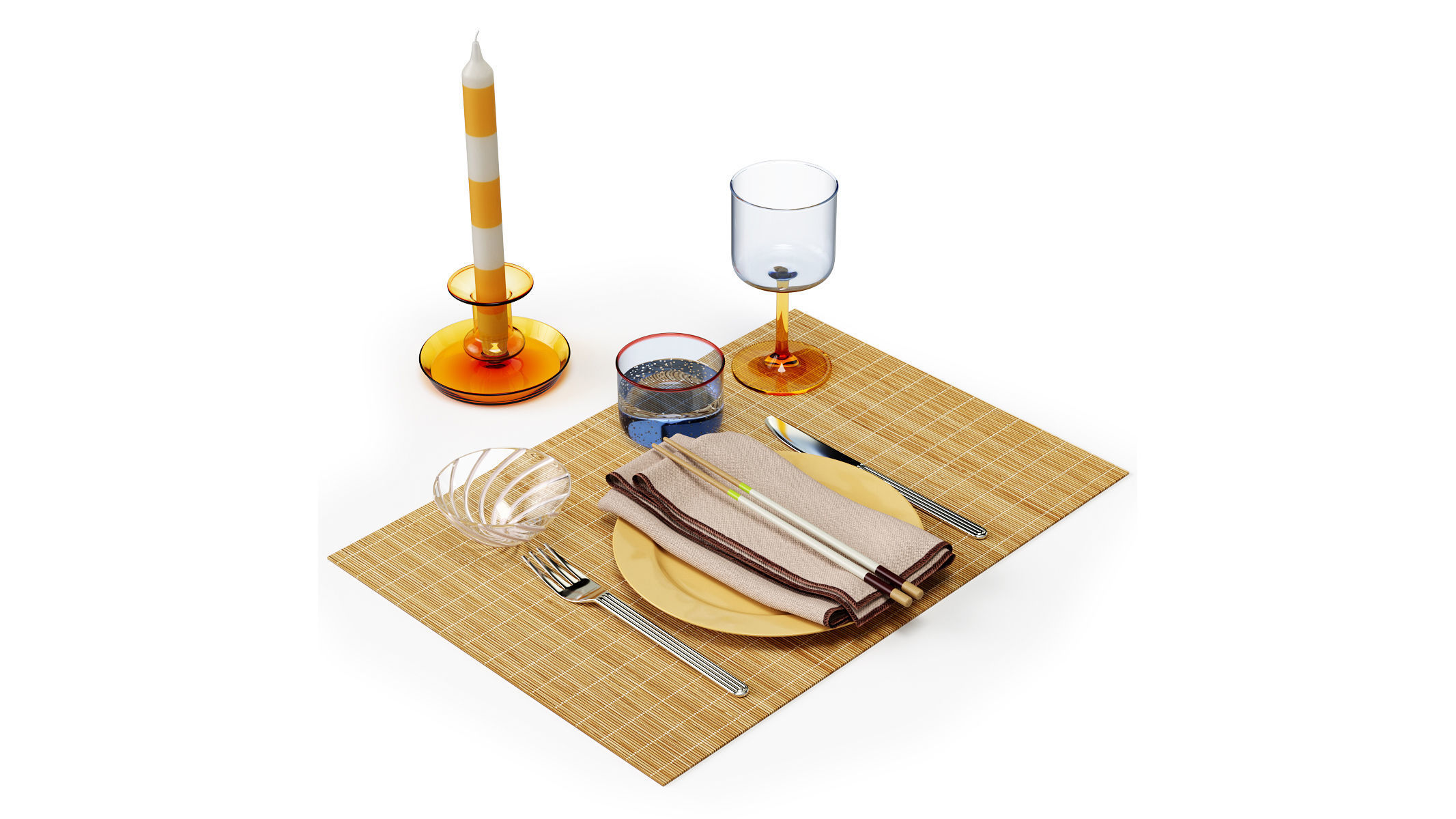 HAY Bamboo place mat Set 3D model_1