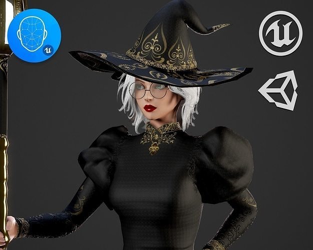  Wizard Girl - Game Ready Low-poly 3D model