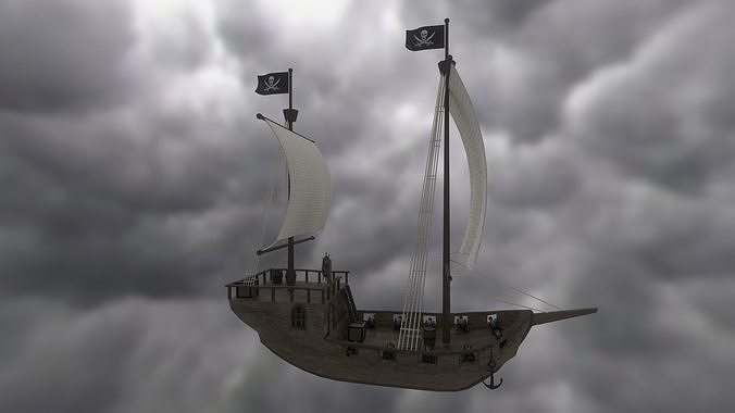 Pirate Galleon Ship -PBR Low Poly 3D Model Low-poly 3D model