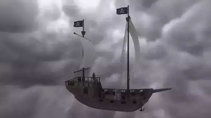 Pirate Galleon Ship -PBR Low Poly 3D Model