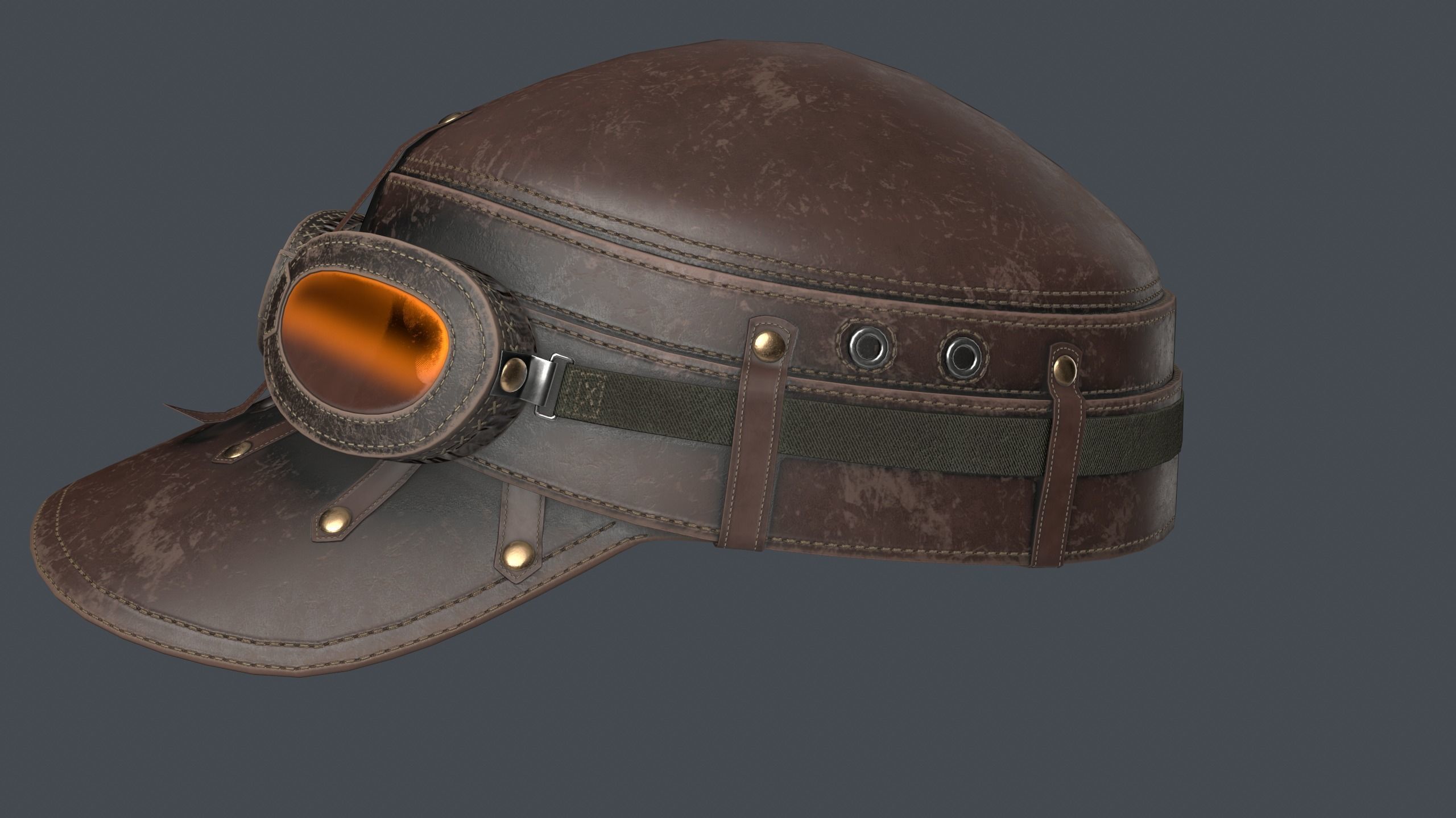 Retro Aviator Helmet 3D Low-poly 3D model_8