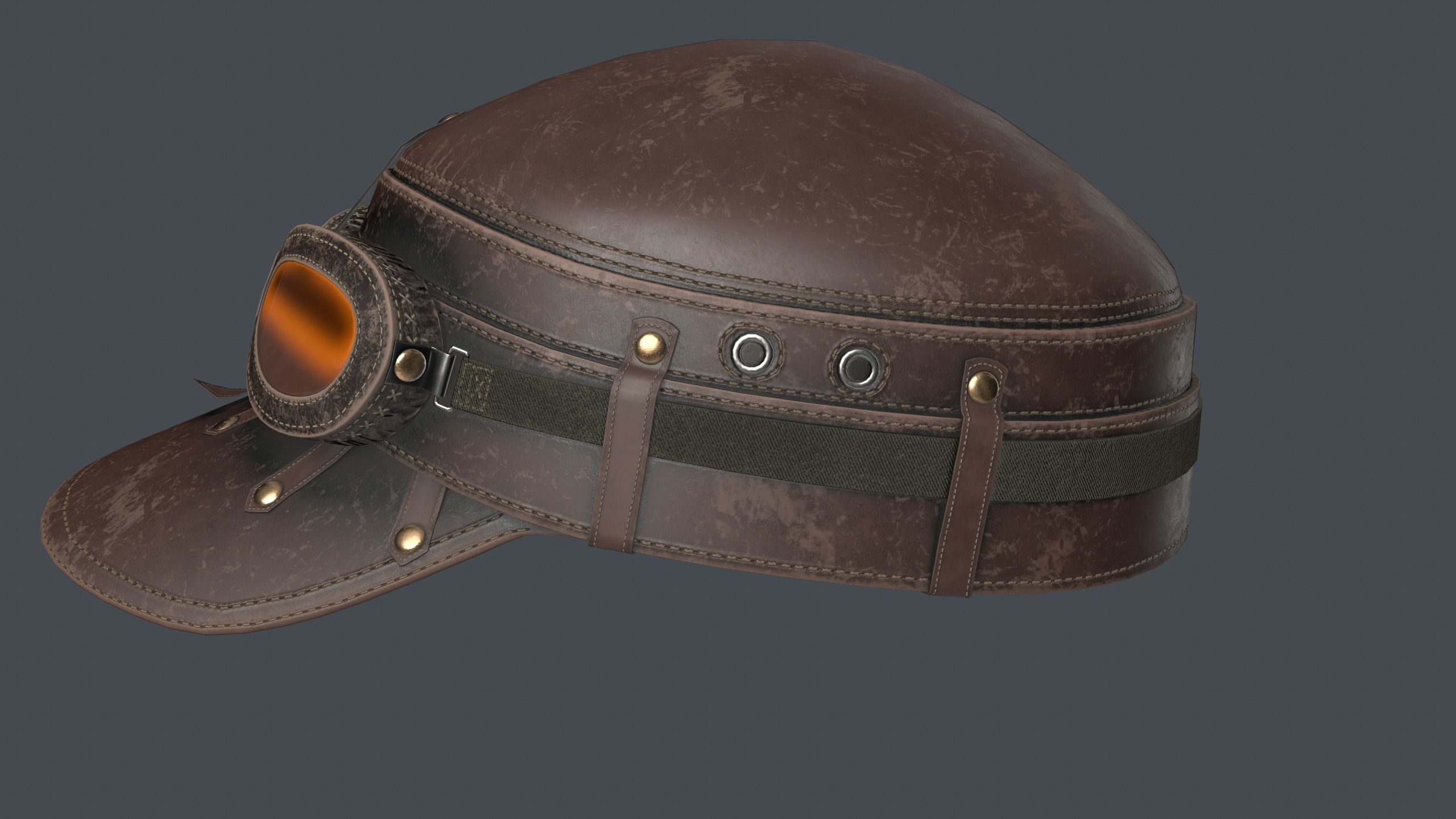 Retro Aviator Helmet 3D Low-poly 3D model_9