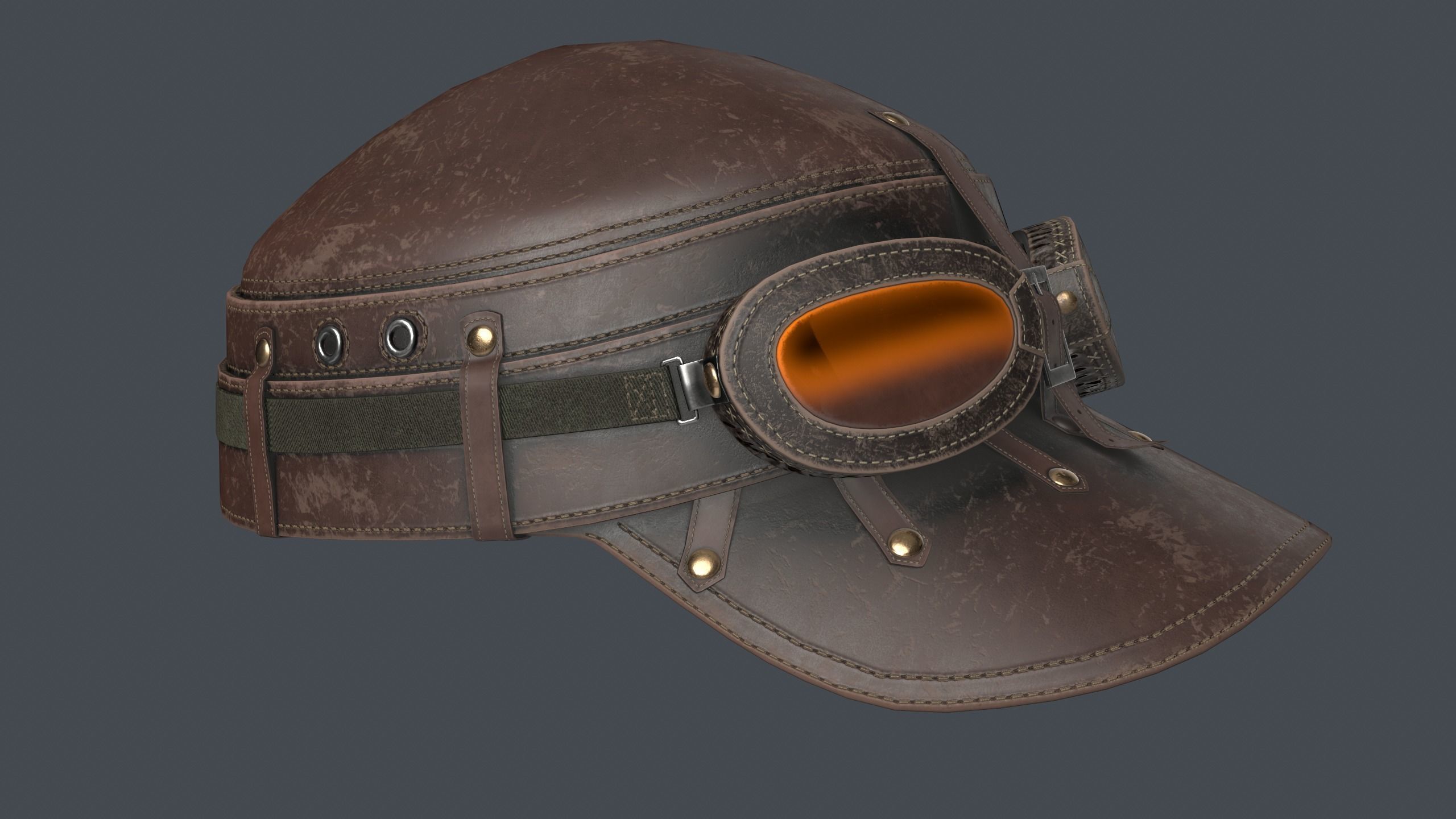 Retro Aviator Helmet 3D Low-poly 3D model_23