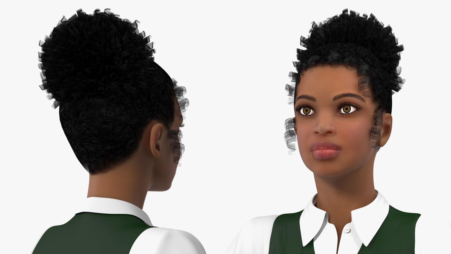 Light Skin Black Teenage Schoolgirl Rigged for Modo 3D model_14