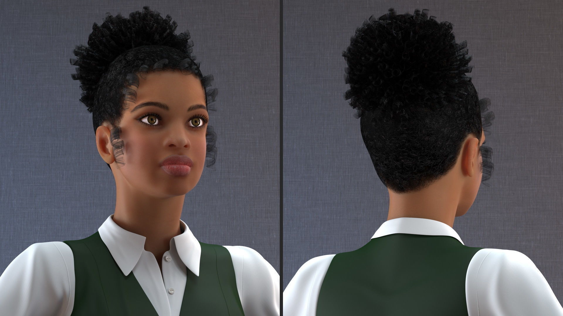 Light Skin Black Teenage Schoolgirl Rigged for Modo 3D model_9