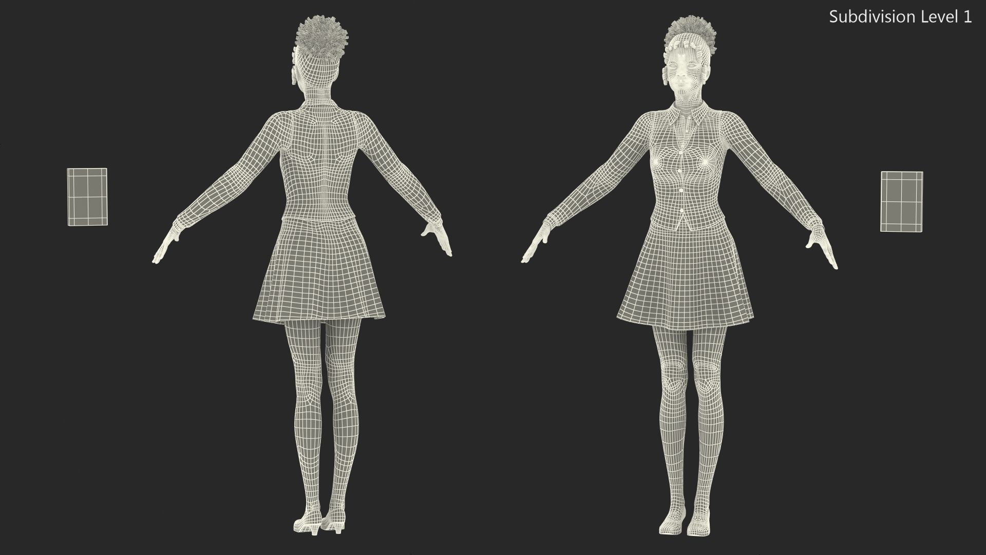 Light Skin Black Teenage Schoolgirl Rigged for Modo 3D model_22