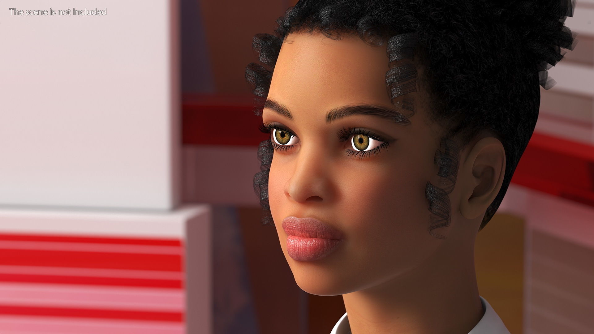 Light Skin Black Teenage Schoolgirl Rigged for Modo 3D model_4