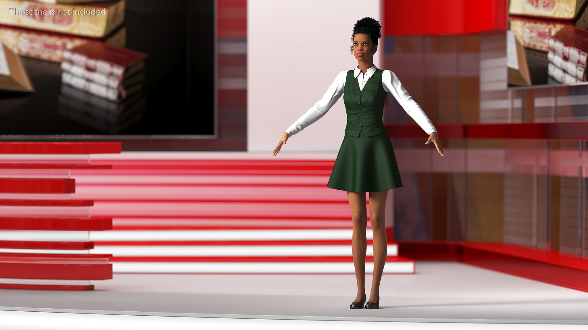 Light Skin Black Teenage Schoolgirl Rigged for Modo 3D model_2