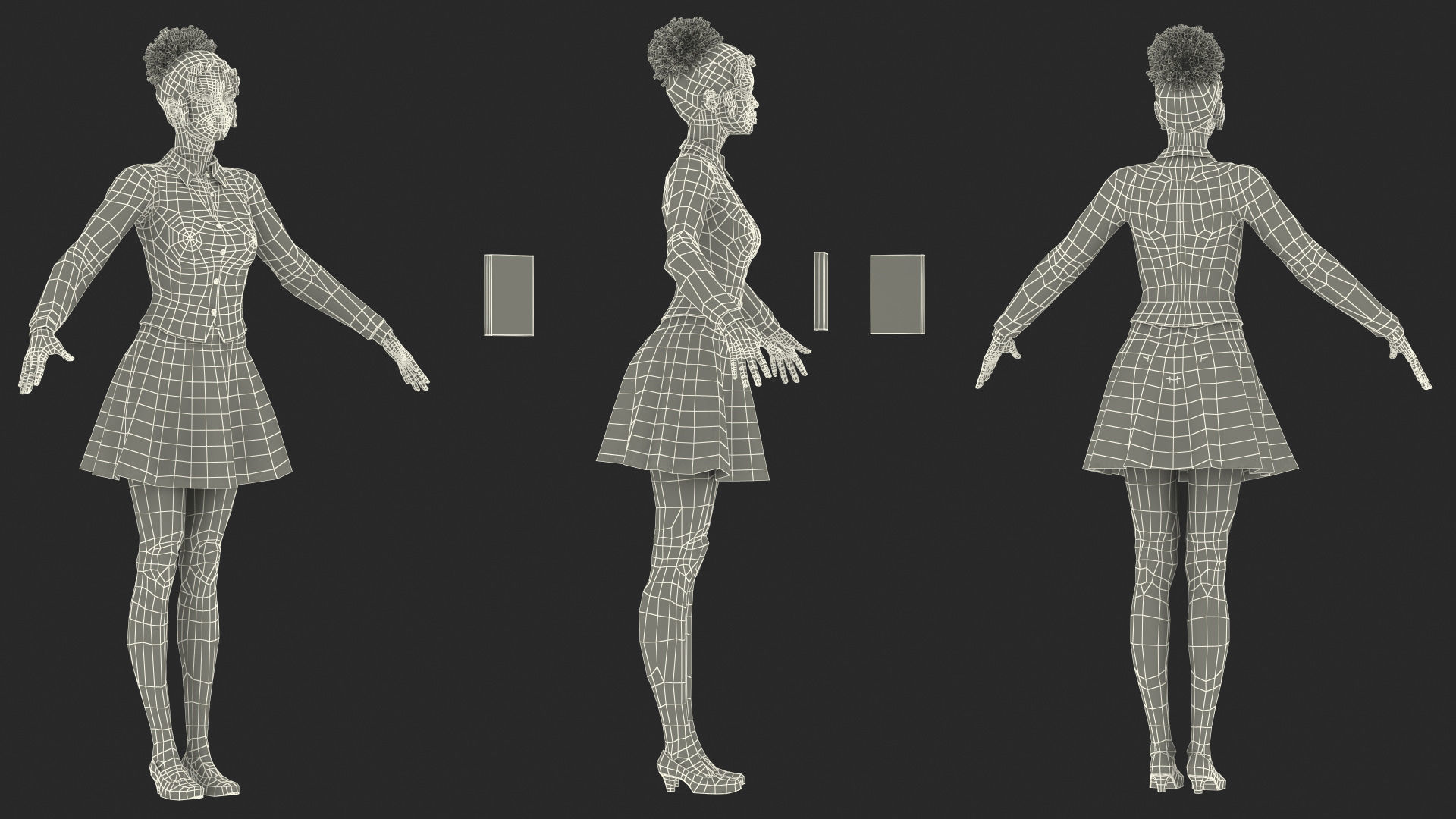 Light Skin Black Teenage Schoolgirl Rigged for Modo 3D model_25