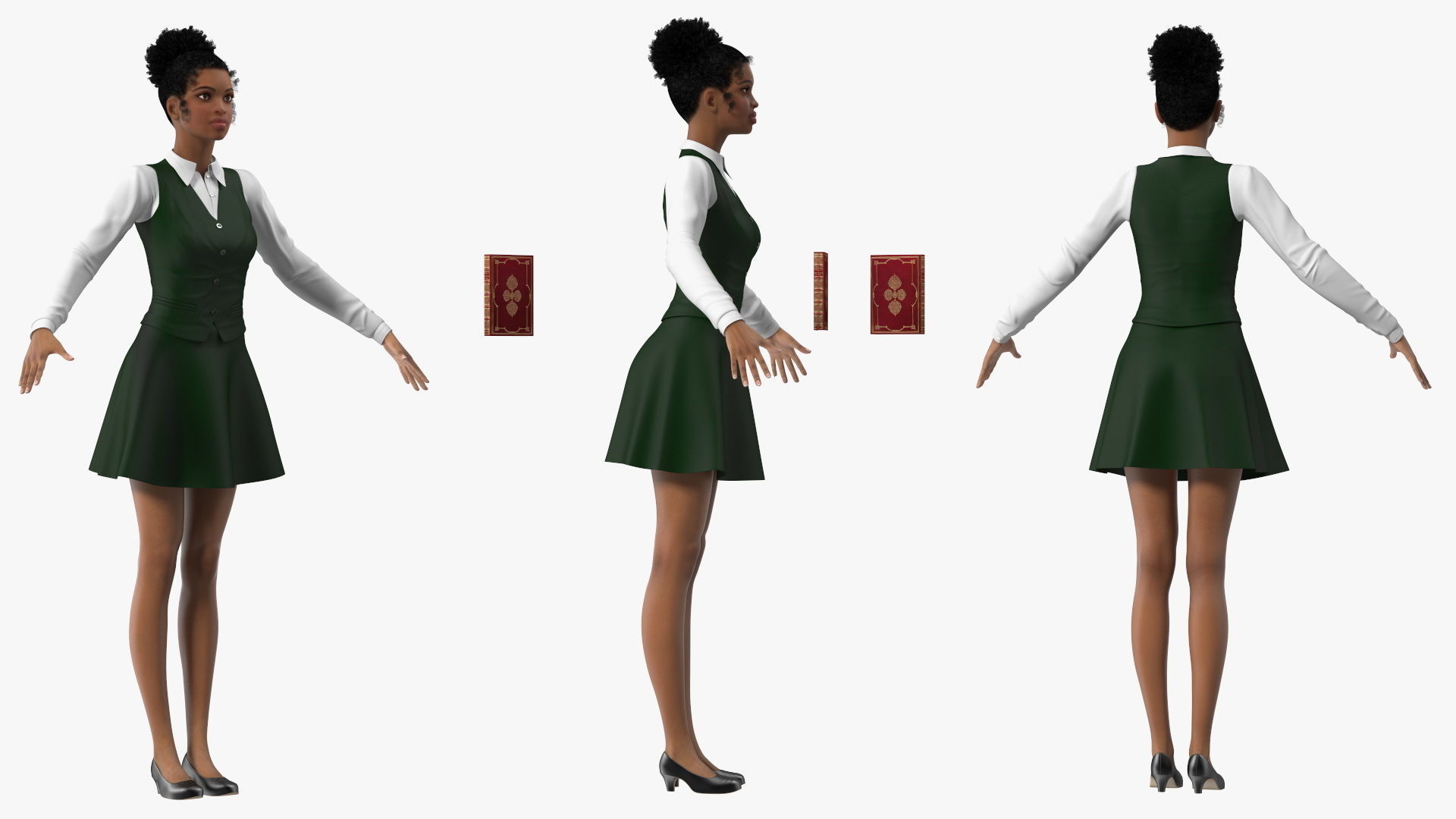 Light Skin Black Teenage Schoolgirl Rigged for Modo 3D model_13