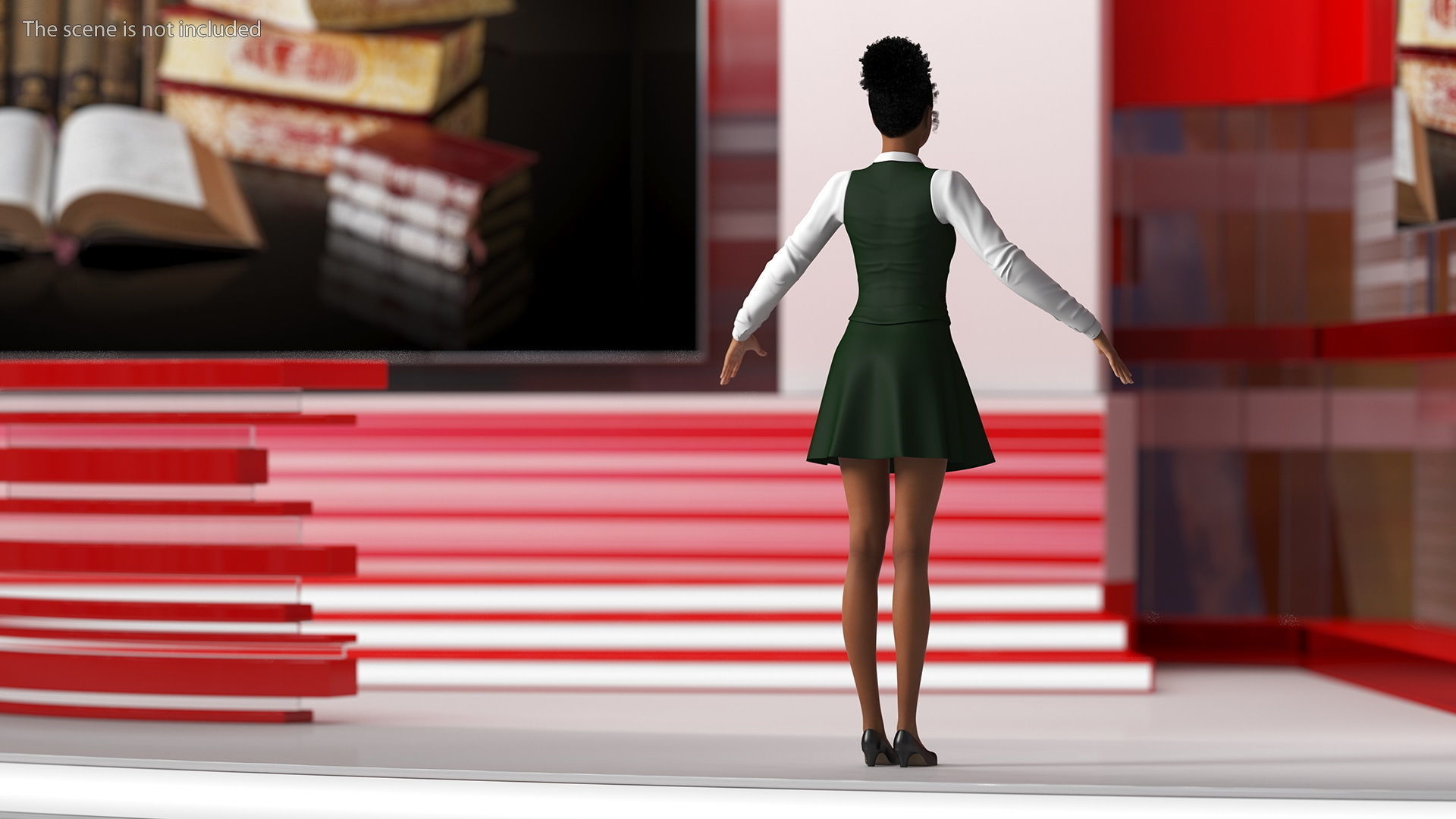 Light Skin Black Teenage Schoolgirl Rigged for Modo 3D model_3