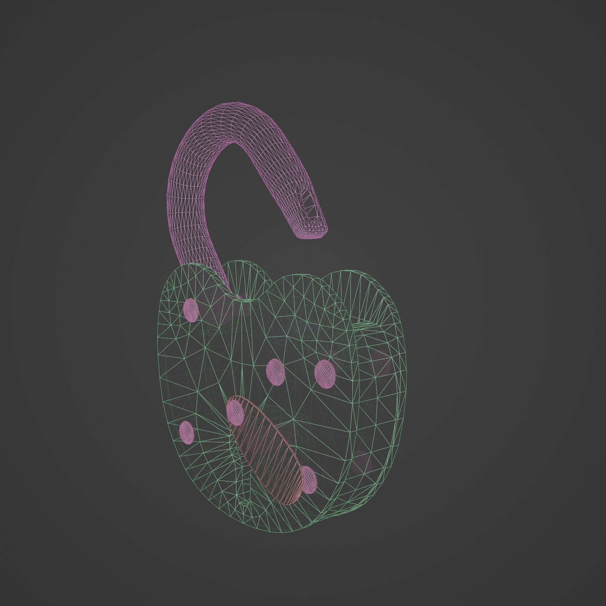 Padlock Mid Poly with Loop Rivets Keyhole and Cap 3D model_17