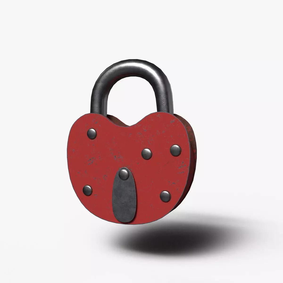 Padlock Mid Poly with Loop Rivets Keyhole and Cap 3D model_0