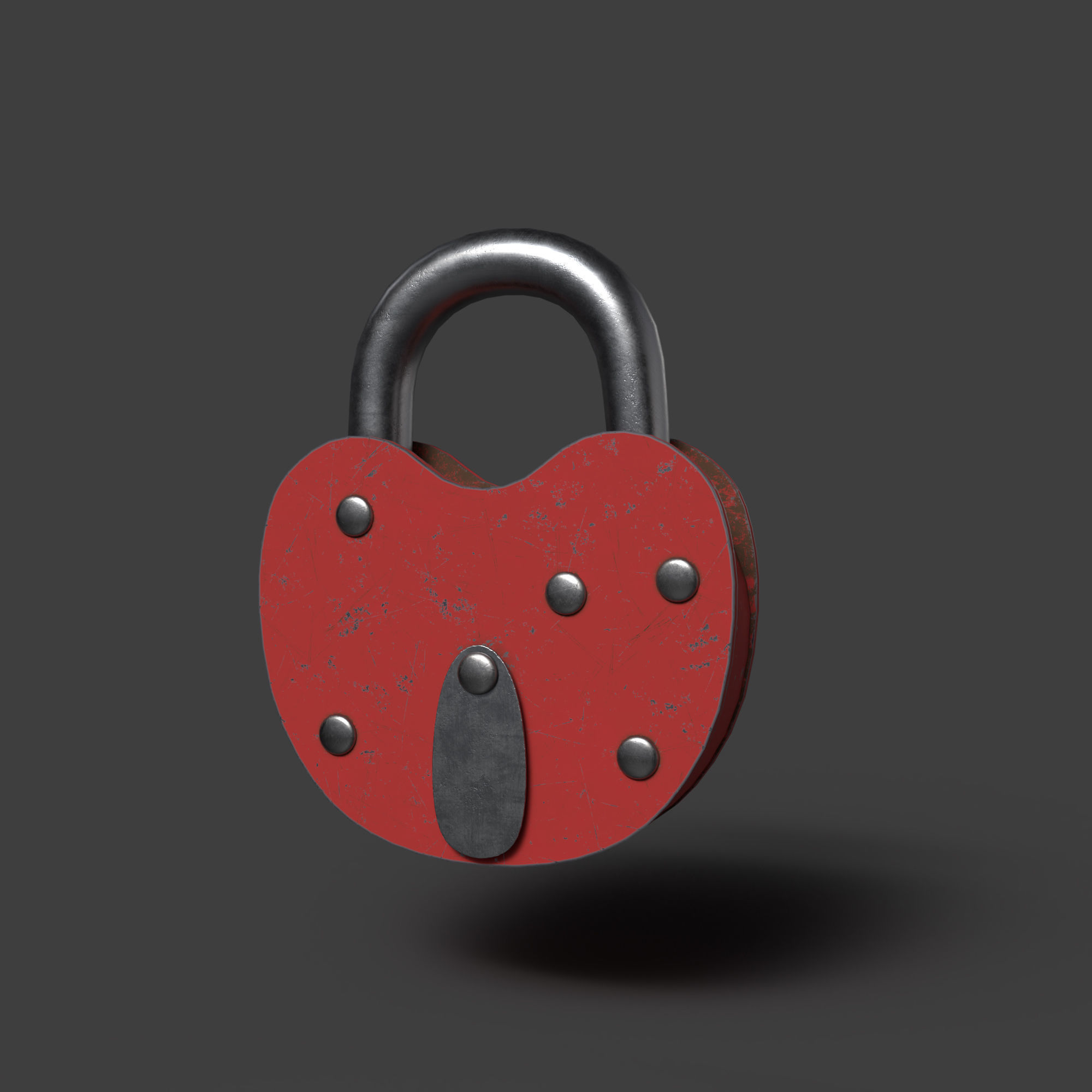 Padlock Mid Poly with Loop Rivets Keyhole and Cap 3D model_1