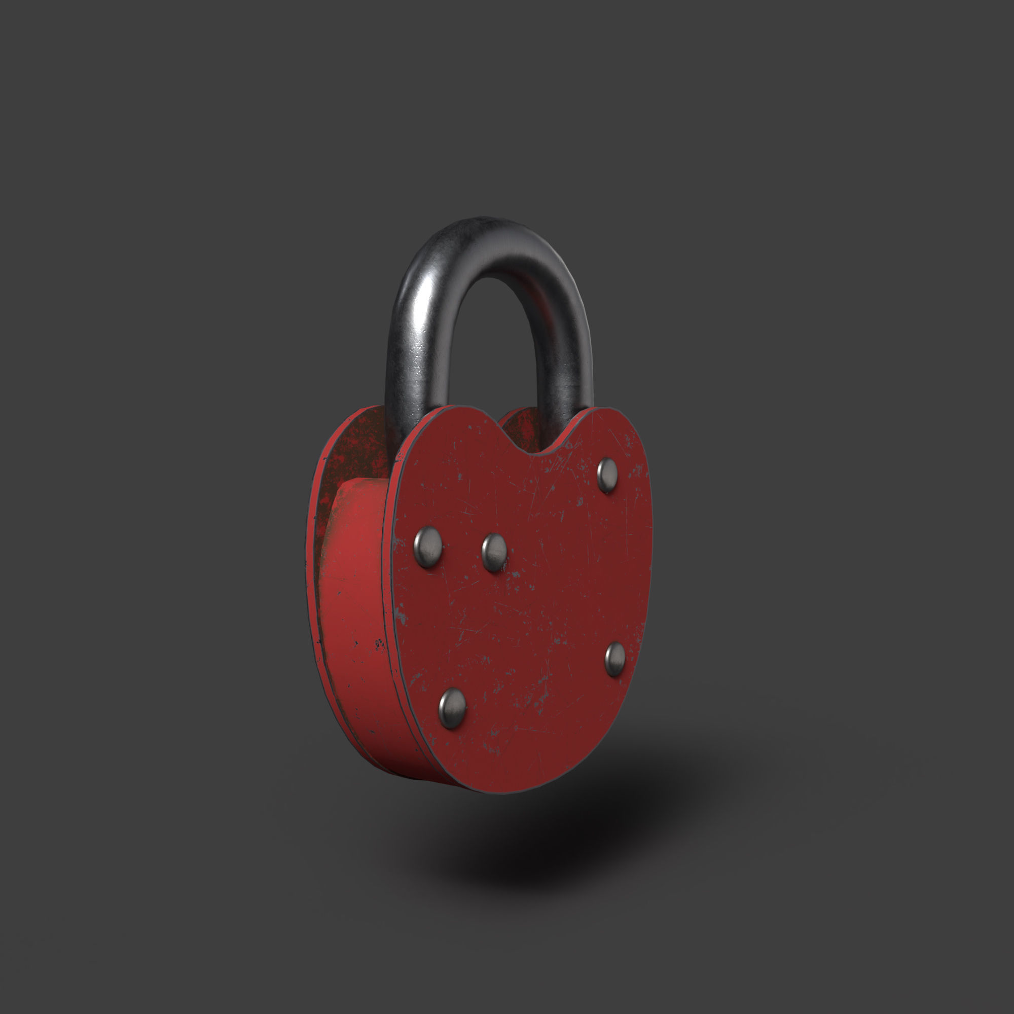 Padlock Mid Poly with Loop Rivets Keyhole and Cap 3D model_5