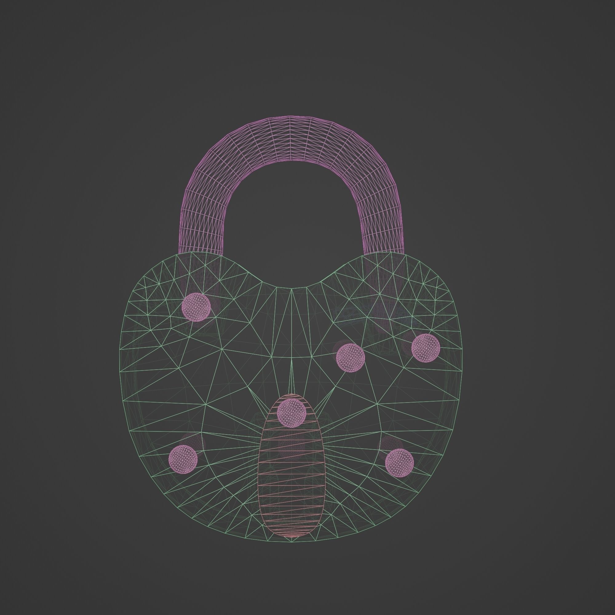 Padlock Mid Poly with Loop Rivets Keyhole and Cap 3D model_15
